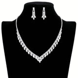 Crystal Rhinestone Pave Necklace Earring Set - Madeline Love - Flyclothing LLC