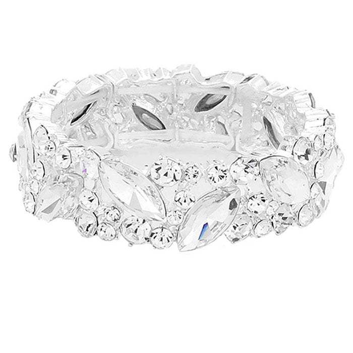 Crystal Glass Marquise Evening Stretch Bracelet - Madeline Love - Flyclothing LLC