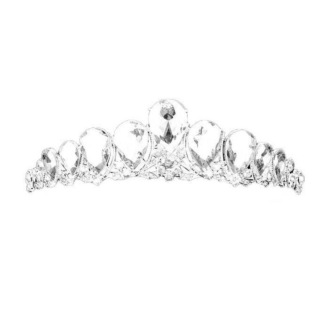 Crystal Glass Teardrop Cluster Princess Tiara - Madeline Love - Flyclothing LLC