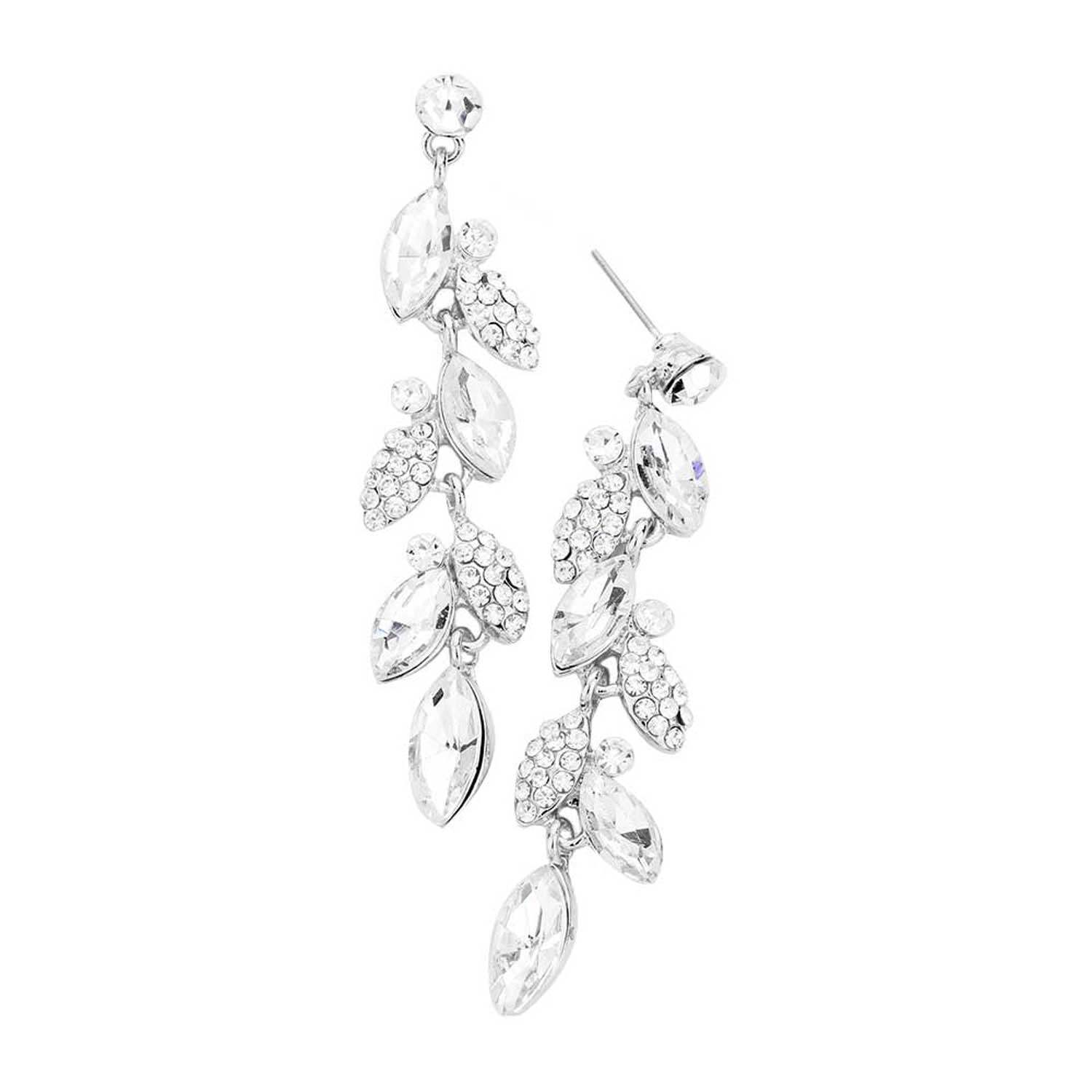 Crystal Marquise Cluster Drop Evening Earrings - Madeline Love - Flyclothing LLC