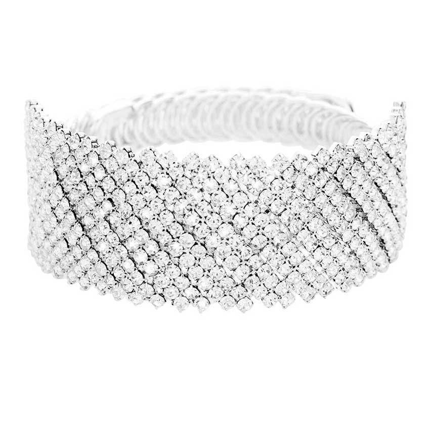 Crystal Rhinestone Adjustable Evening Bracelet - Madeline Love - Flyclothing LLC