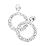 Crystal Rhinestone Open Circle Dangle Evening Earrings - Madeline Love - Flyclothing LLC