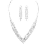 Crystal Rhinestone Pave Collar Necklace Clip on Earring Set - Madeline Love - Flyclothing LLC