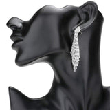 Crystal Rhinestone Pave Fringe Evening Earrings - Madeline Love - Flyclothing LLC