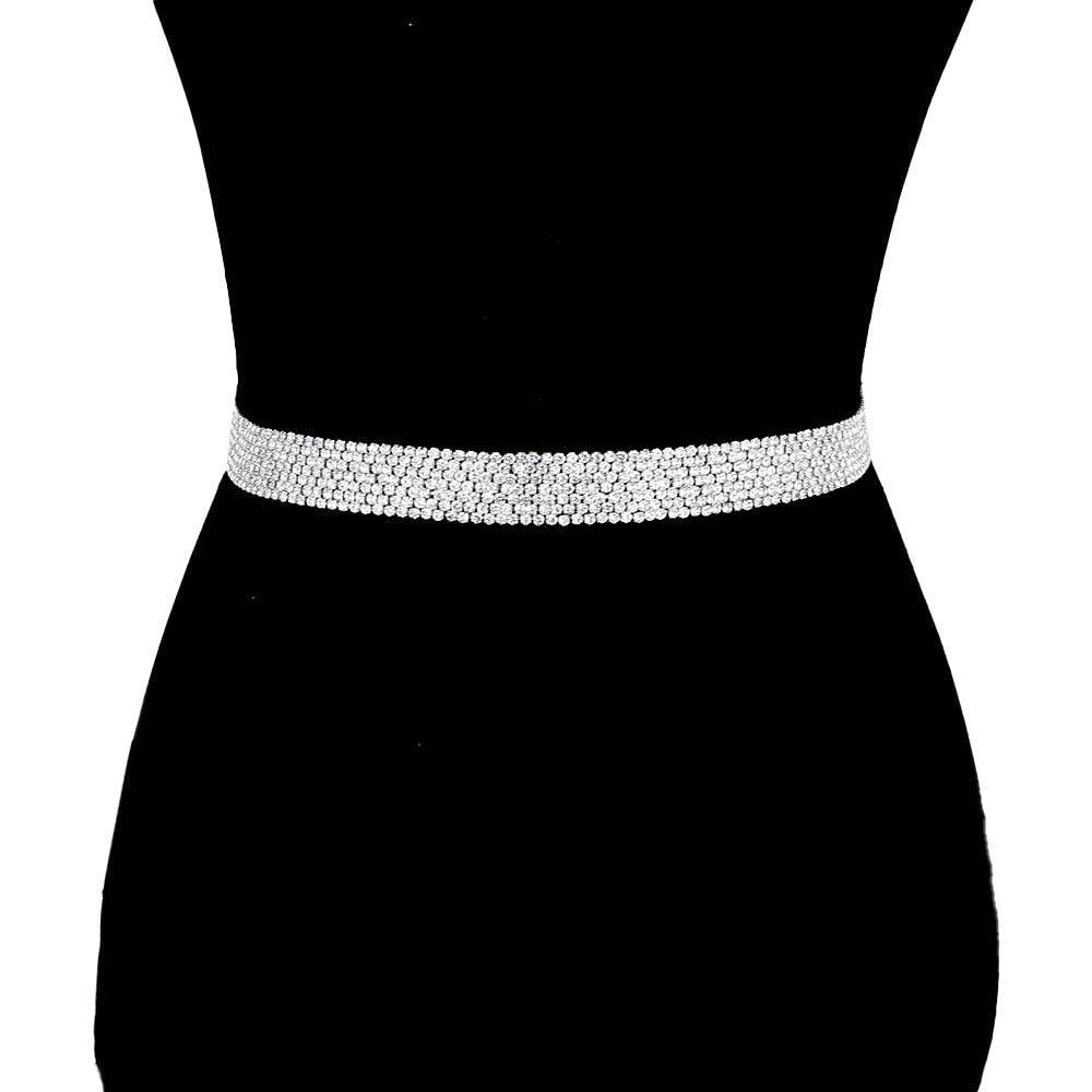 Crystal Rhinestone Sash Ribbon Bridal Wedding Belt Headband - Madeline Love - Flyclothing LLC
