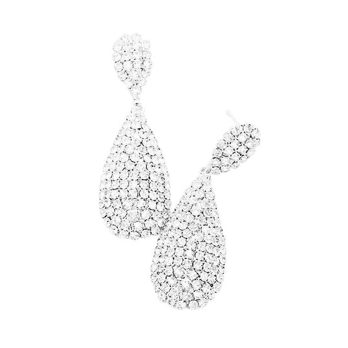 Crystal Rhinestone Teardrop Evening Earrings - Madeline Love - Flyclothing LLC