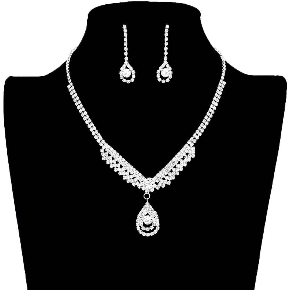Crystal Rhinestone Teardrop Pave Necklace - Madeline Love - Flyclothing LLC