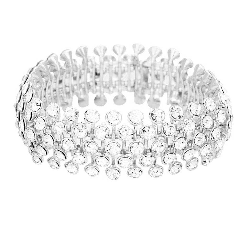 Crystal Round Bubble Stretch Evening Bracelet - Madeline Love - Flyclothing LLC