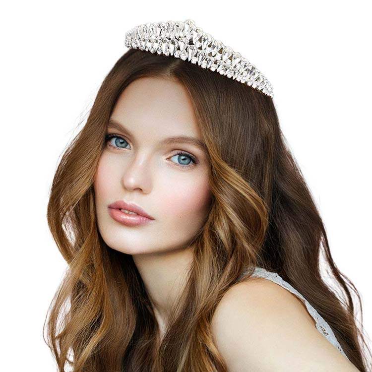 Crystal Teardrop Cluster Pageant Queen Tiara - Madeline Love - Flyclothing LLC