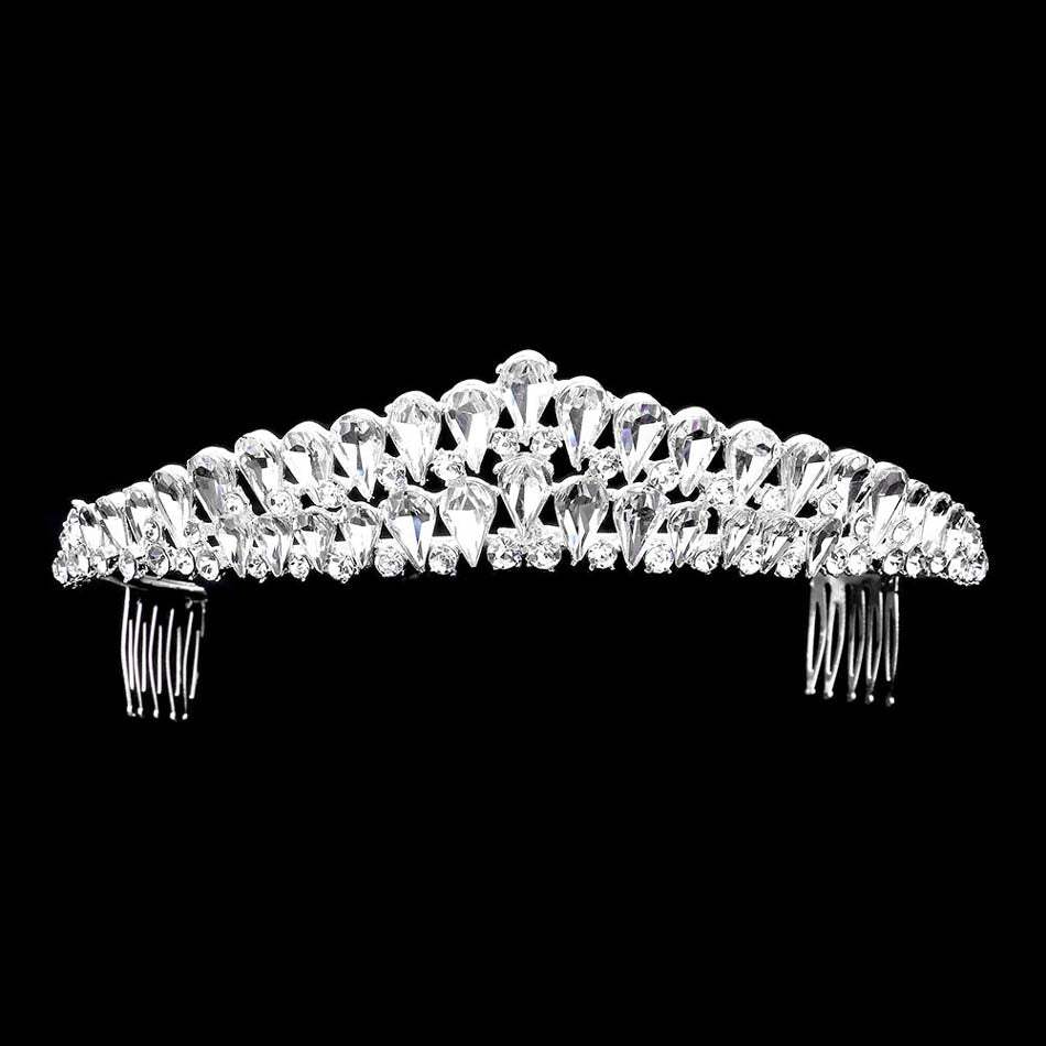 Crystal Teardrop Cluster Pageant Queen Tiara - Madeline Love - Flyclothing LLC