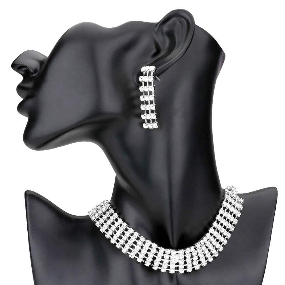 Crystal Rhinestone Choker Evening Necklace - Madeline Love - Flyclothing LLC