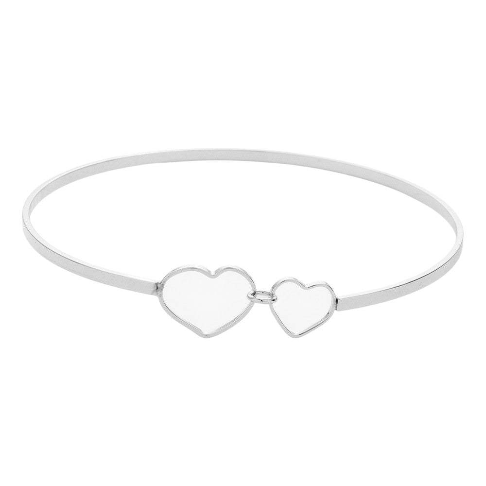 Double Open Metal Heart Link Bangle Bracelet - Madeline Love - Flyclothing LLC
