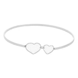 Double Open Metal Heart Link Bangle Bracelet - Madeline Love - Flyclothing LLC
