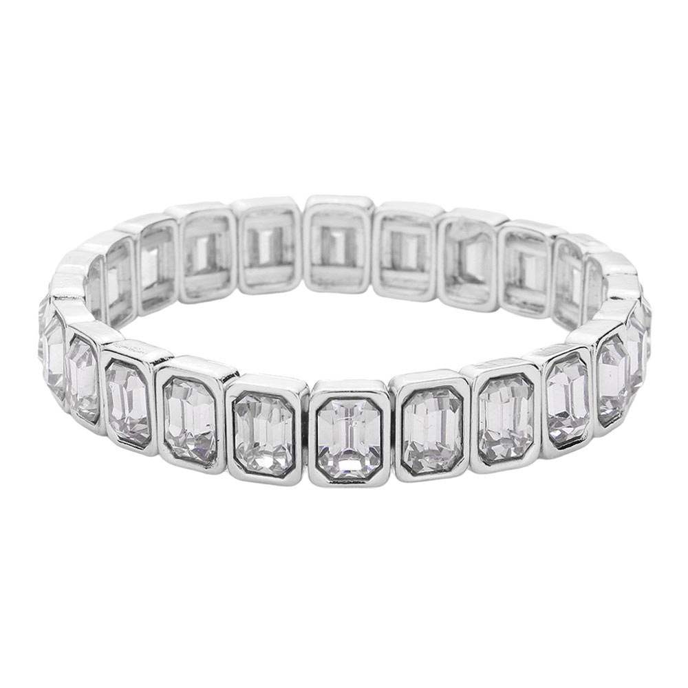 Emerald Cut Stone Stretch Evening Bracelet - Madeline Love - Flyclothing LLC