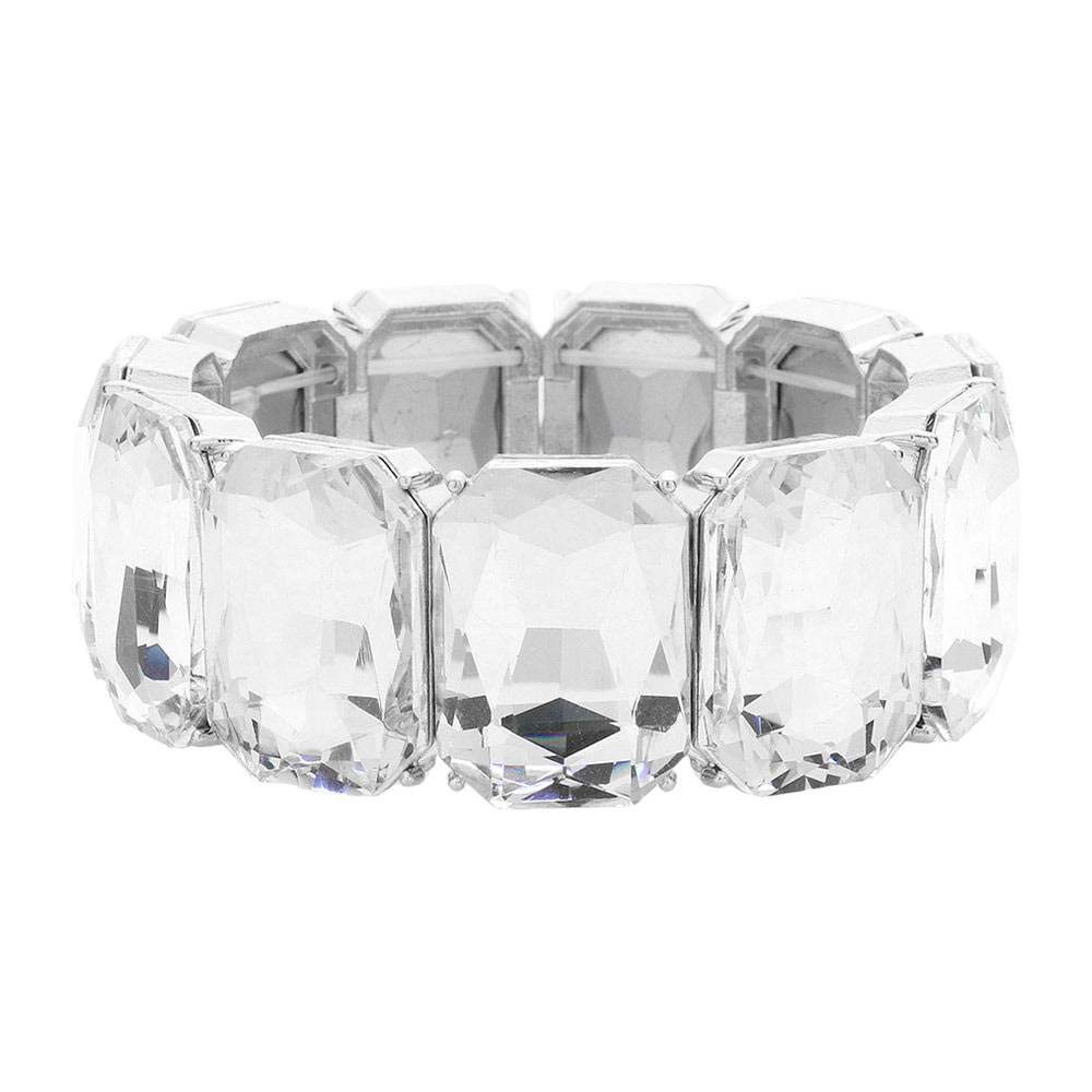 Emerald Cut Stone Stretch Evening Bracelet - Madeline Love - Flyclothing LLC