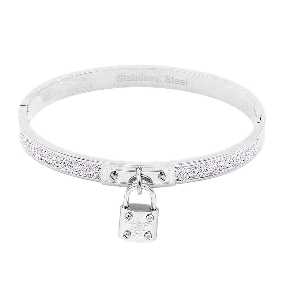 FOREVER LOVE Metal Lock Charm Stainless Steel Evening Bracelet - Madeline Love - Flyclothing LLC
