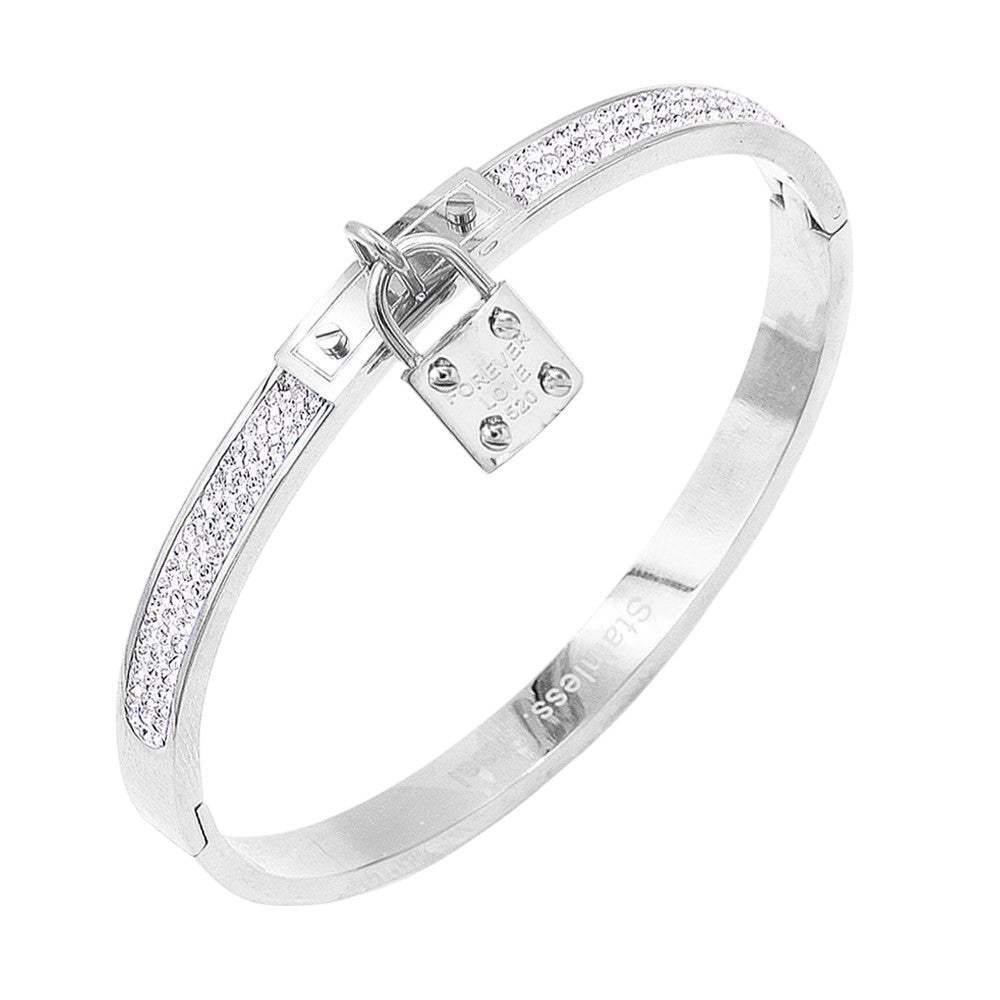 FOREVER LOVE Metal Lock Charm Stainless Steel Evening Bracelet - Madeline Love - Flyclothing LLC