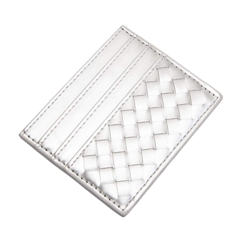 Faux Leather Basket Weave Card Holder Wallet - Madeline Love - Flyclothing LLC