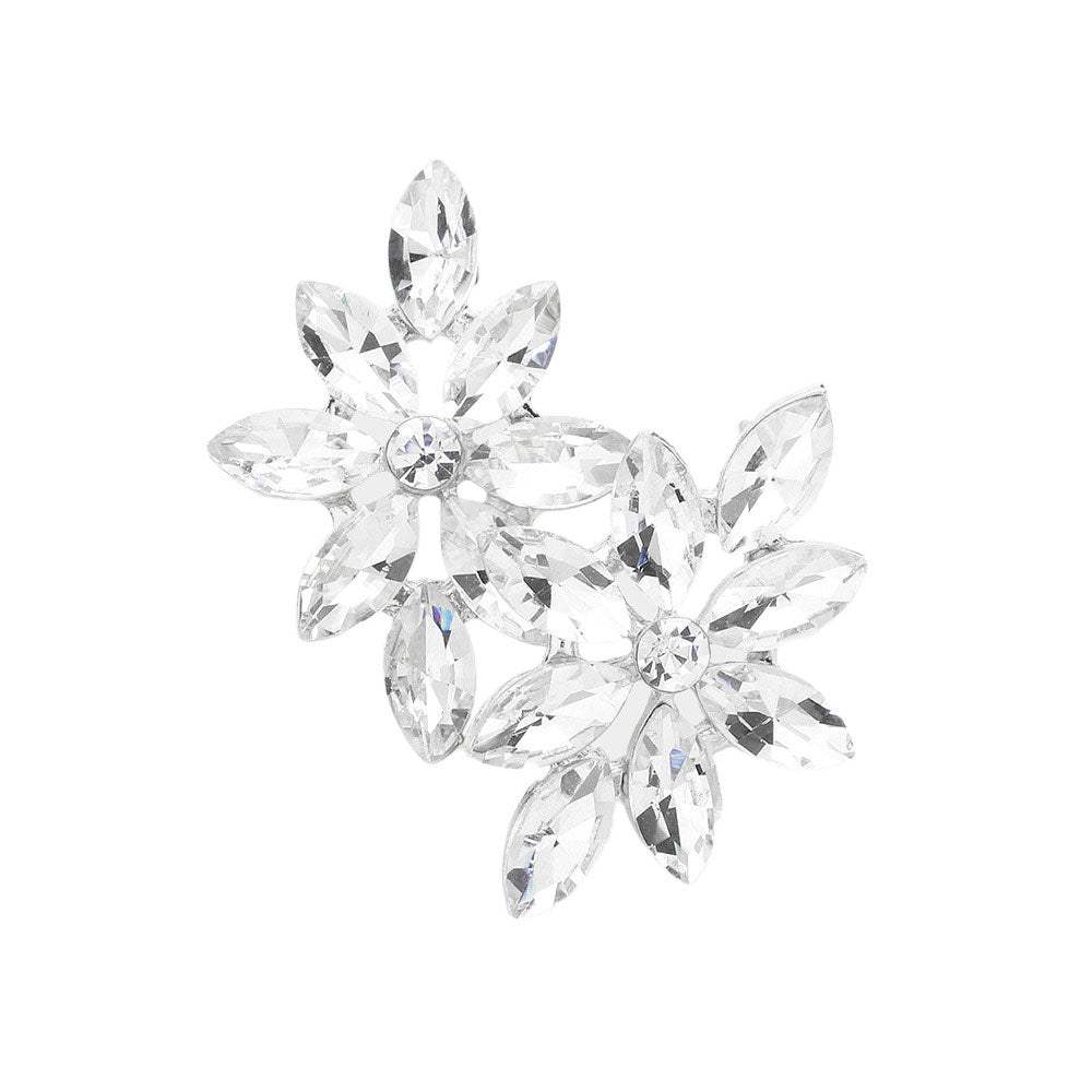 Floral Marquise Stone Cluster Evening Earrings - Madeline Love - Flyclothing LLC