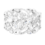 Glass Crystal Oval Butterfly Stretch Evening Bracelets - Madeline Love - Flyclothing LLC