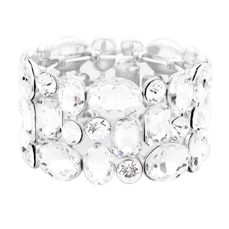 Glass Crystal Stretch Evening Bracelet - Madeline Love - Flyclothing LLC