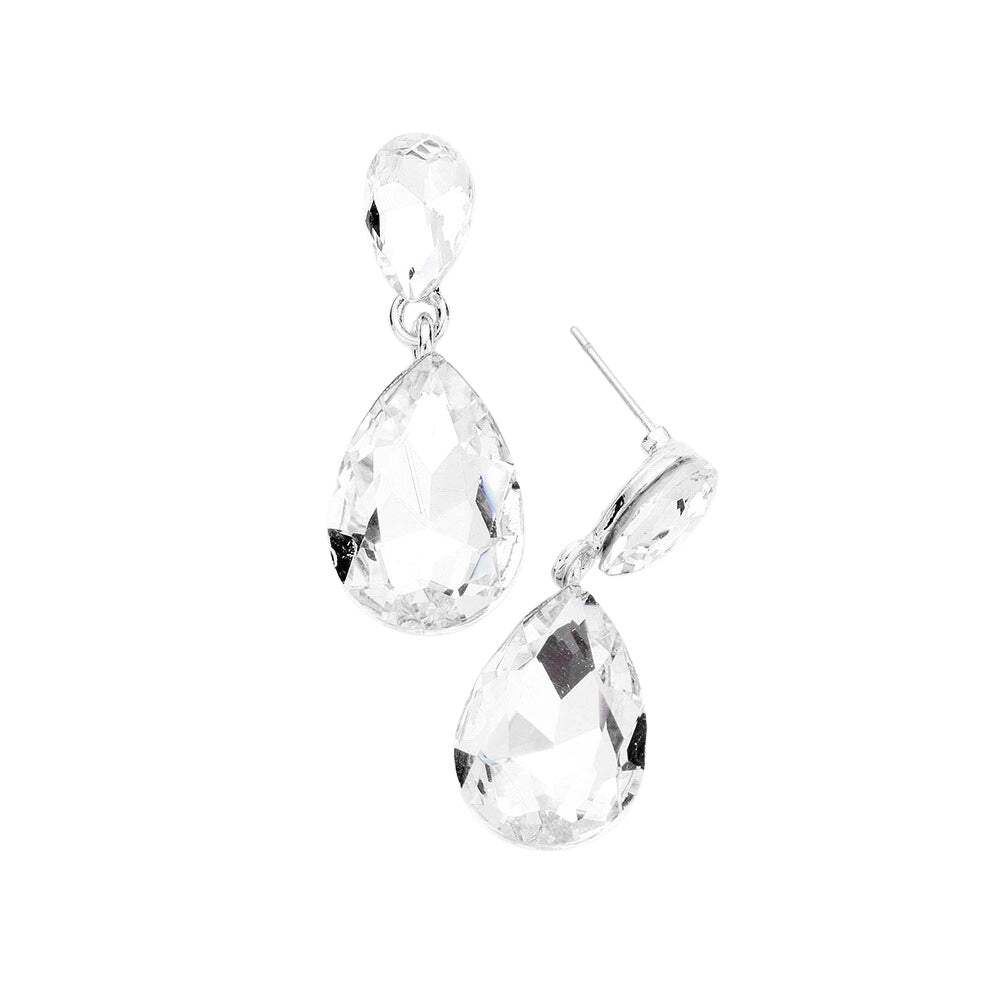 Glass Crystal Teardrop Dangle Earrings - Madeline Love - Flyclothing LLC