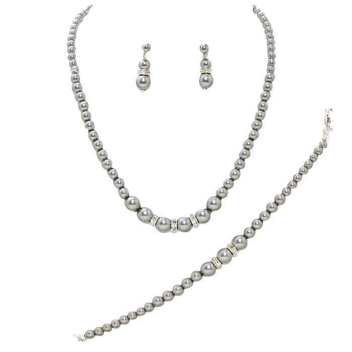 3 Piece Pearl Necklaces Earring Bracelet Set - Madeline Love - Flyclothing LLC