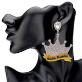 Happy Birthday Glittered Resin Crown Dangle Earrings - Madeline Love - Flyclothing LLC