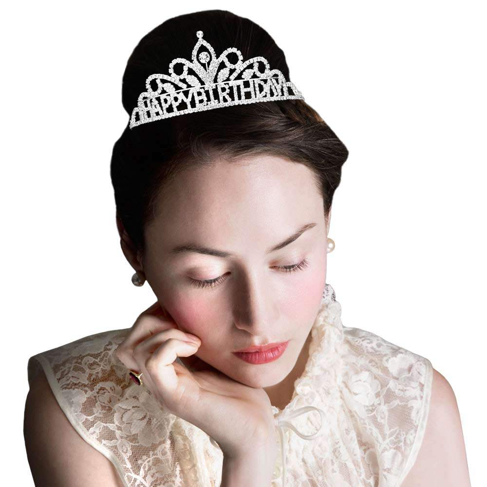 Happy Birthday Message Rhinestone Princess Tiara - Madeline Love - Flyclothing LLC