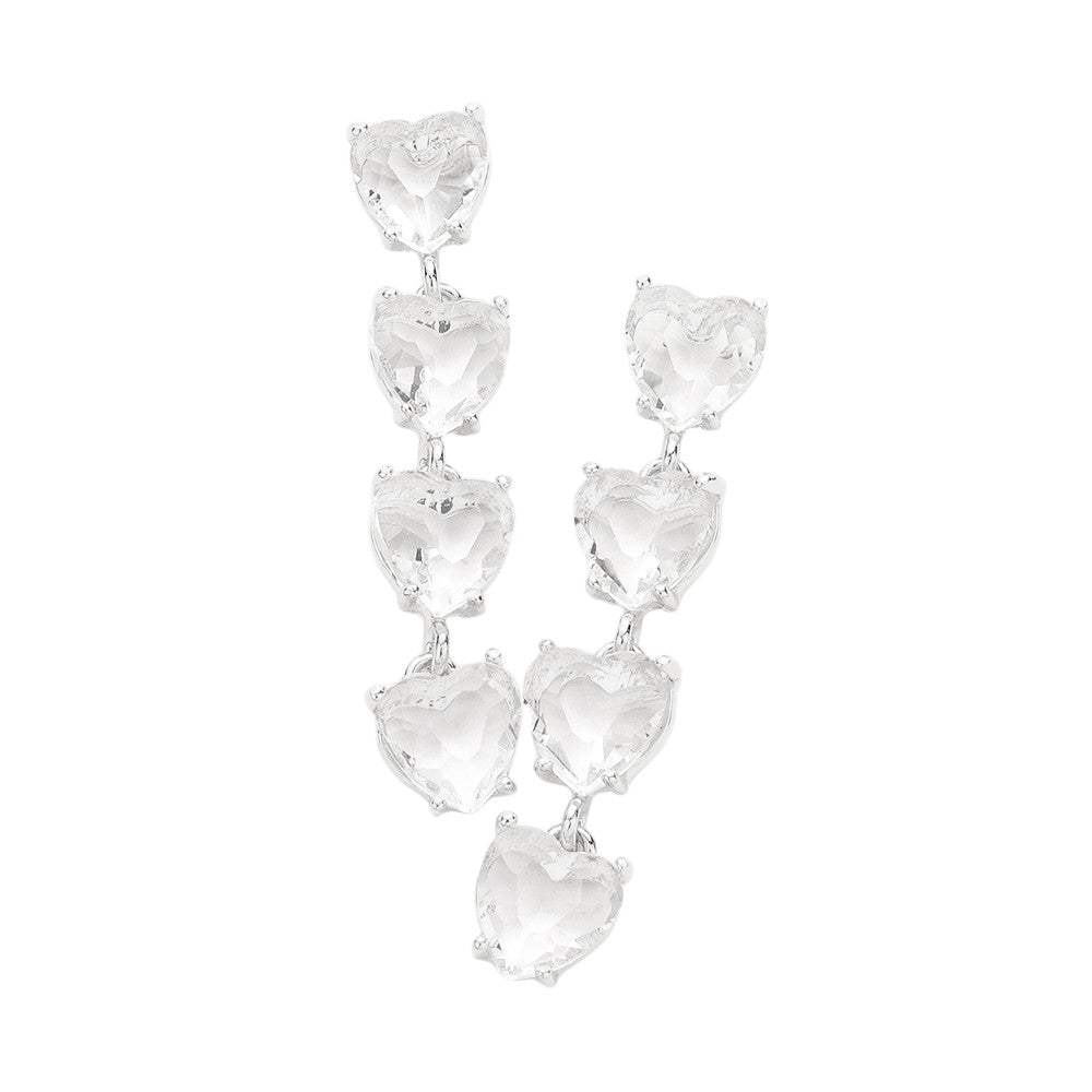 Heart Stone Link Dangle Evening Earrings - Madeline Love - Flyclothing LLC