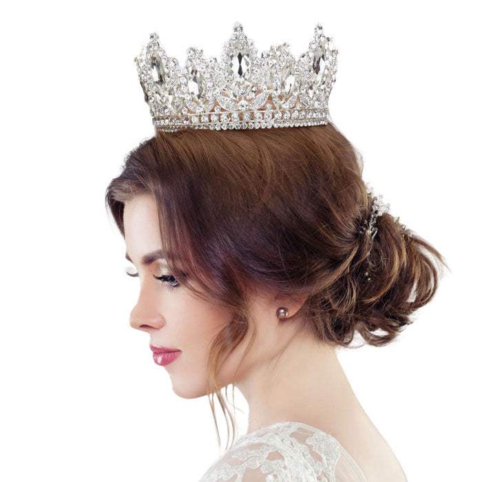 Marquise Accented Pageant Stone Crown Tiara - Madeline Love - Flyclothing LLC