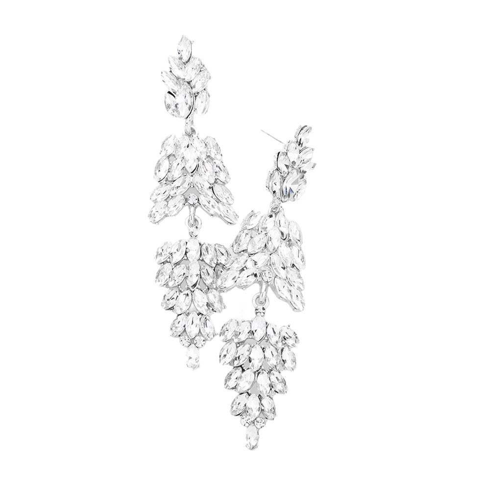 Marquise Crystal Cluster Drop Evening Earrings - Madeline Love - Flyclothing LLC