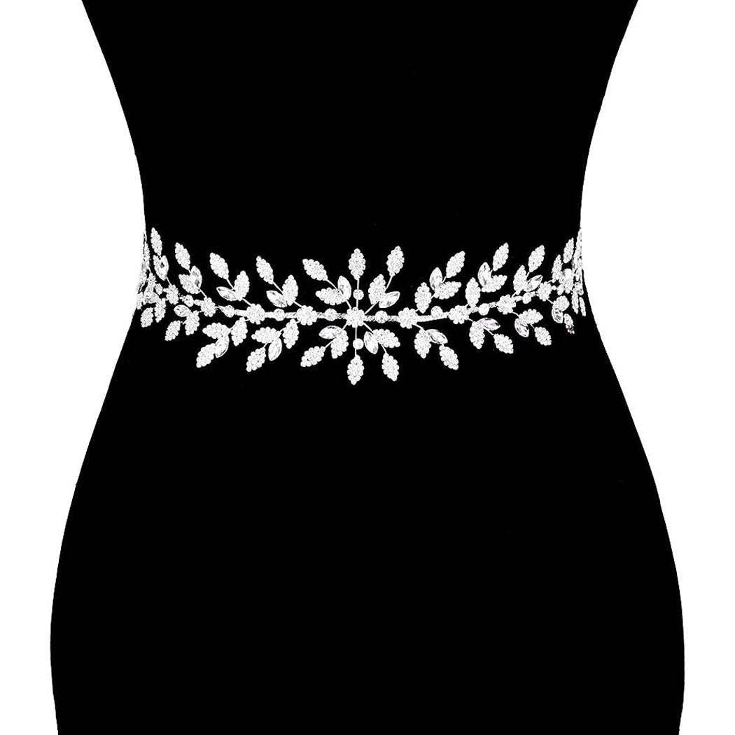 Marquise Crystal Floral Rhinestone Wedding Belt Headband - Madeline Love - Flyclothing LLC