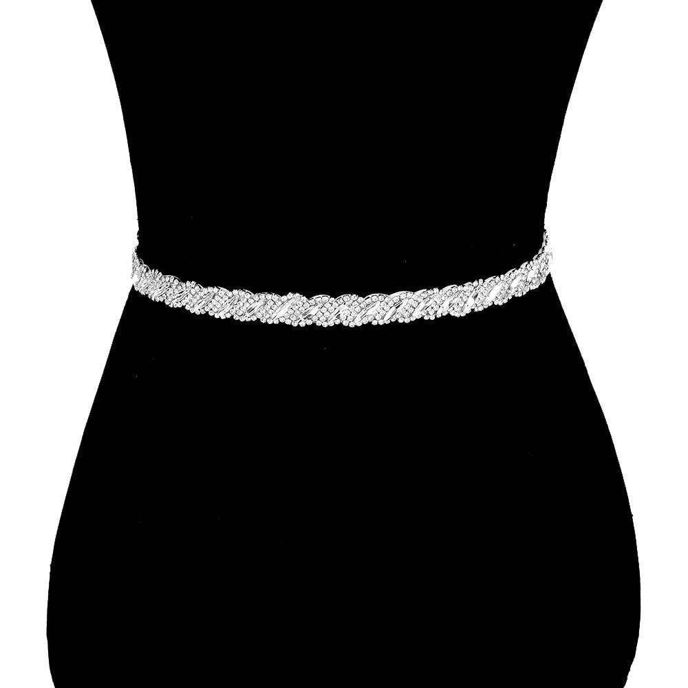 Marquise Crystal Sash Ribbon Bridal Wedding Belt Headband - Madeline Love - Flyclothing LLC