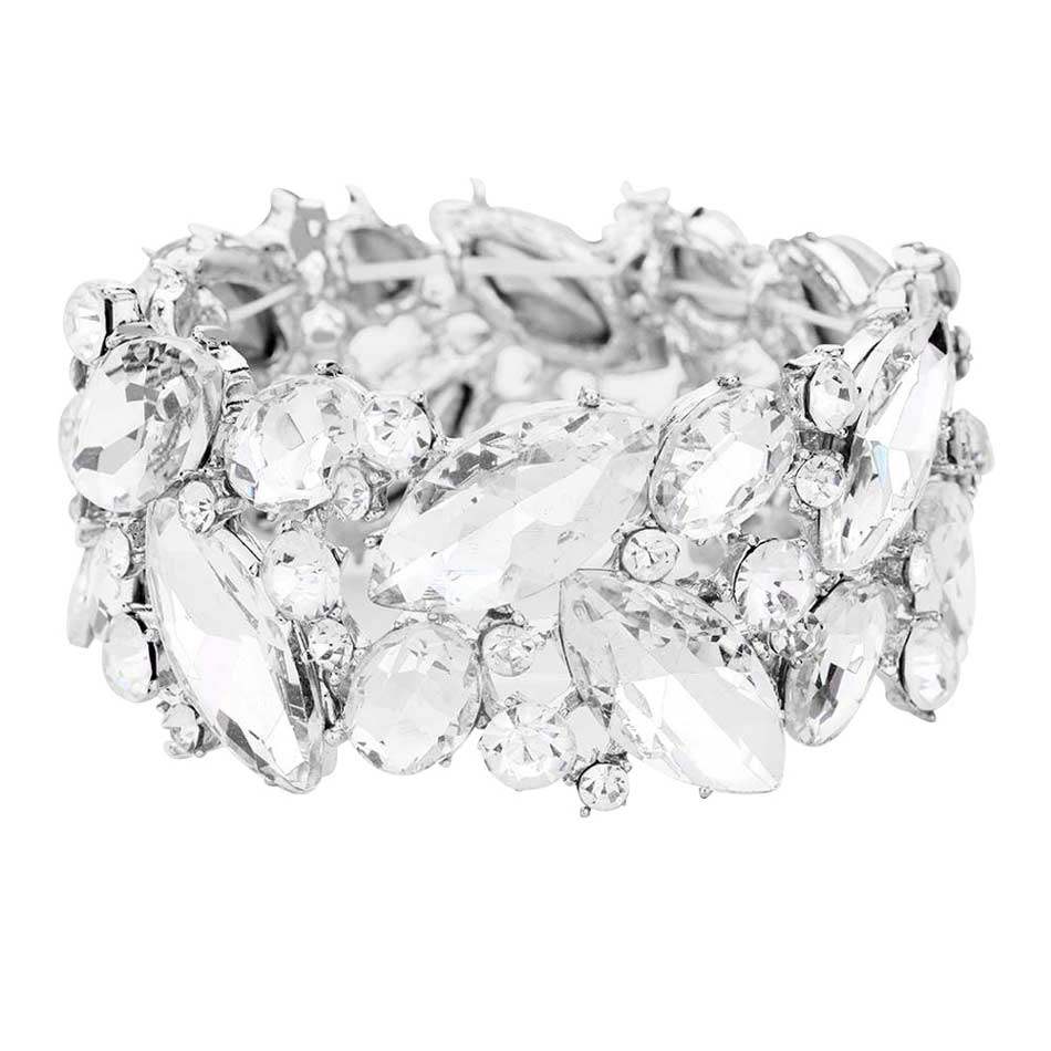 Marquise Crystal Stretch Evening Bracelet - Madeline Love - Flyclothing LLC