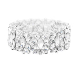 Marquise Floral Oval Crystal Cluster Stretch Evening Bracelet - Madeline Love - Flyclothing LLC