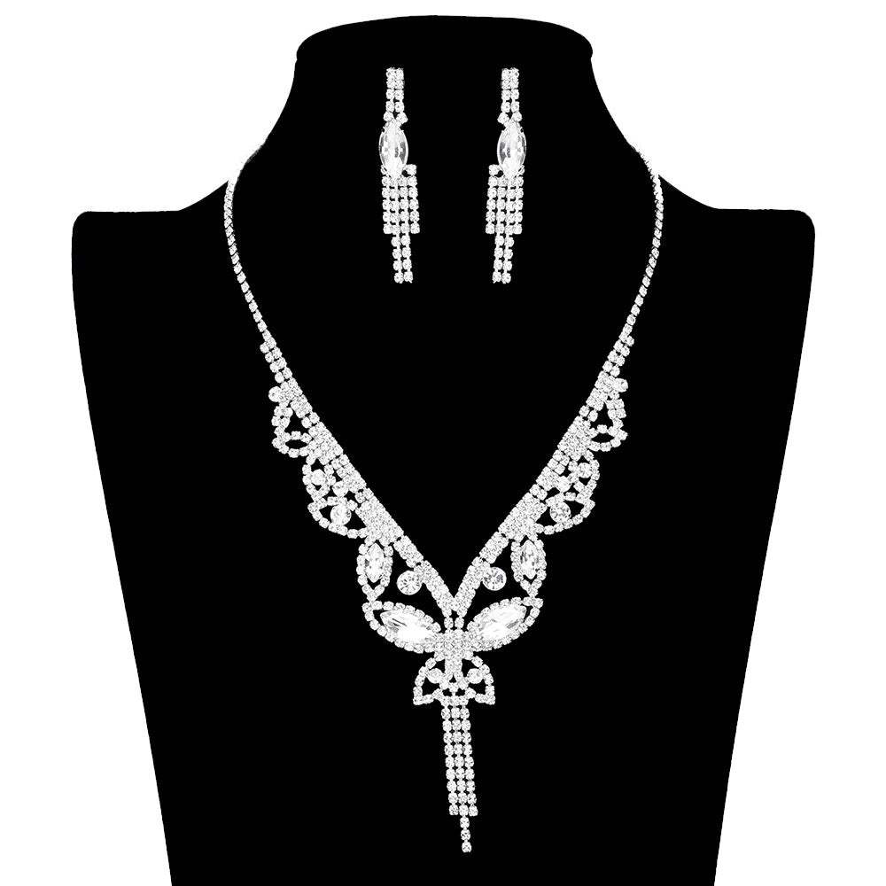 Marquise Round Stone Butterfly Rhinestone Jewelry Set - Madeline Love - Flyclothing LLC