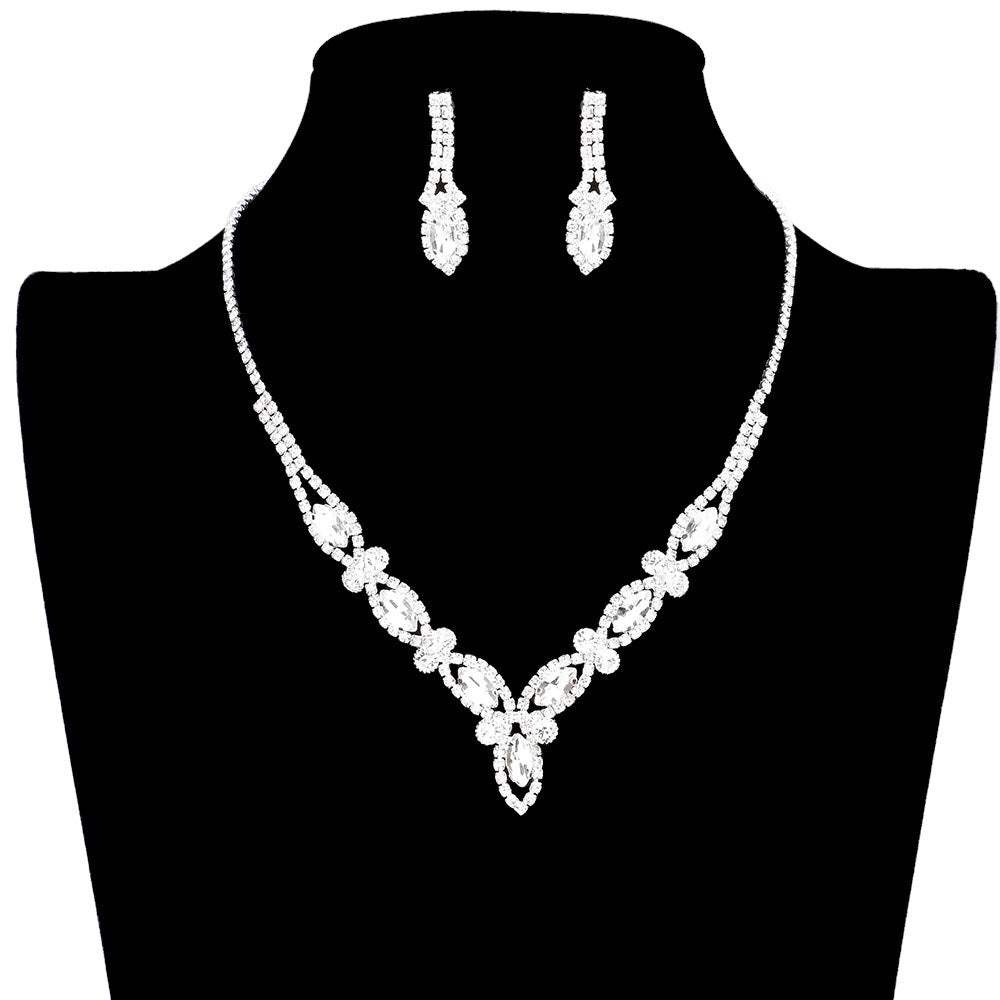 Marquise Stone Accented Rhinestone Necklace - Madeline Love - Flyclothing LLC