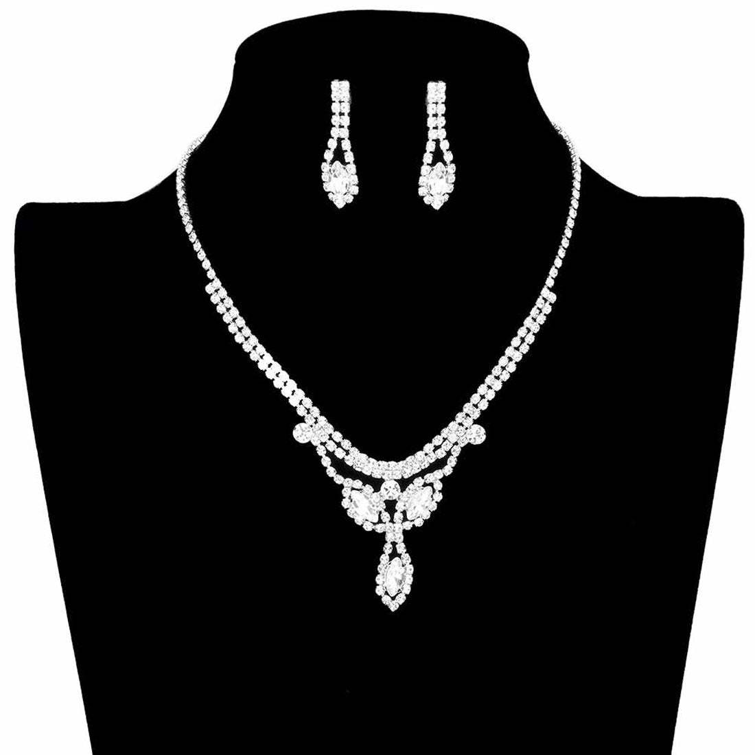 Marquise Stone Accented Rhinestone Pave Necklace - Madeline Love - Flyclothing LLC