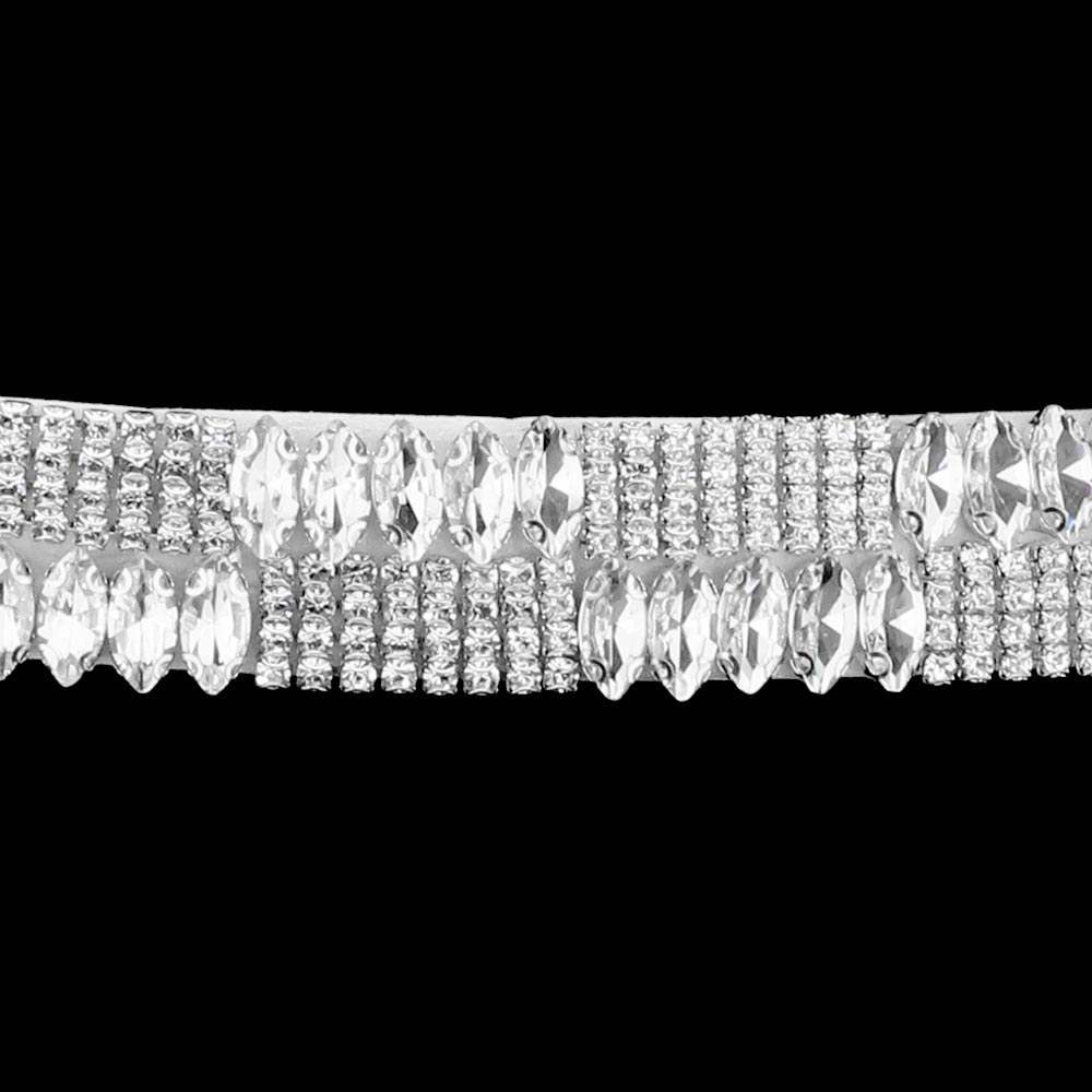 Marquise Stone Accented Sash Bridal Wedding Belt Headband - Madeline Love - Flyclothing LLC