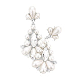 Marquise Stone Center Pearl Evening Earrings - Madeline Love - Flyclothing LLC