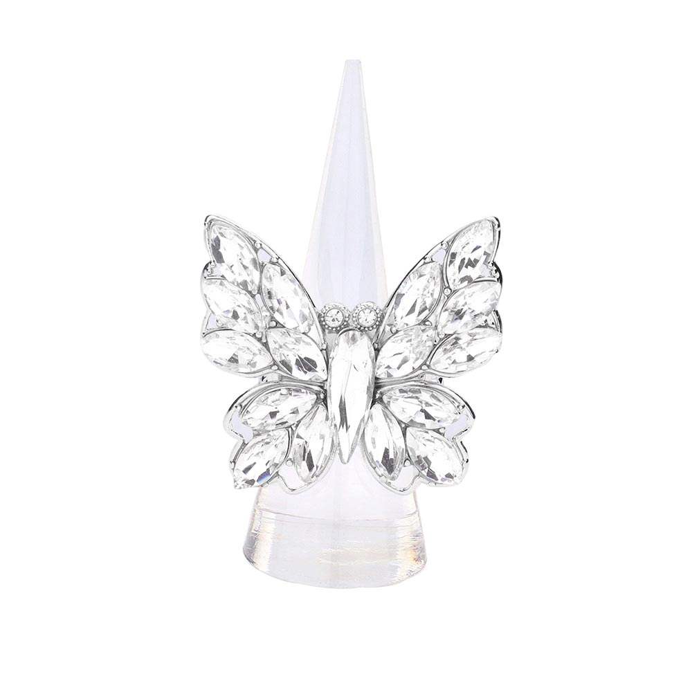 Marquise Stone Cluster Butterfly Stretch Ring - Madeline Love - Flyclothing LLC