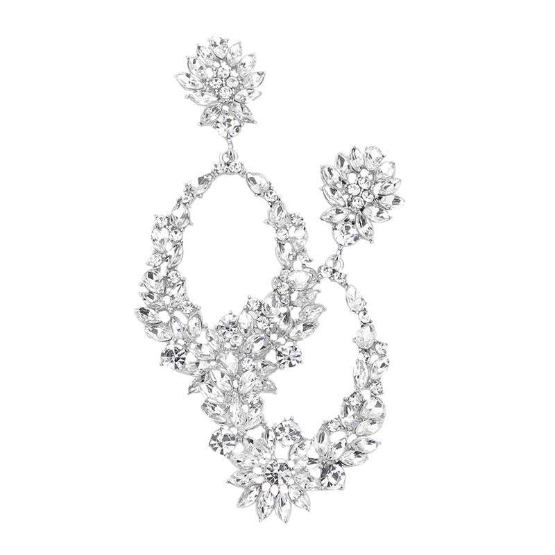 Marquise Stone Cluster Dangle Evening Earrings - Madeline Love - Flyclothing LLC