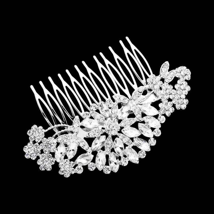 Marquise Stone Cluster Flower Hair Comb - Madeline Love - Flyclothing LLC