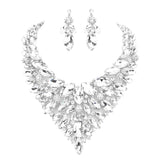 Marquise Stone Cluster Statement Evening Necklace - Madeline Love - Flyclothing LLC