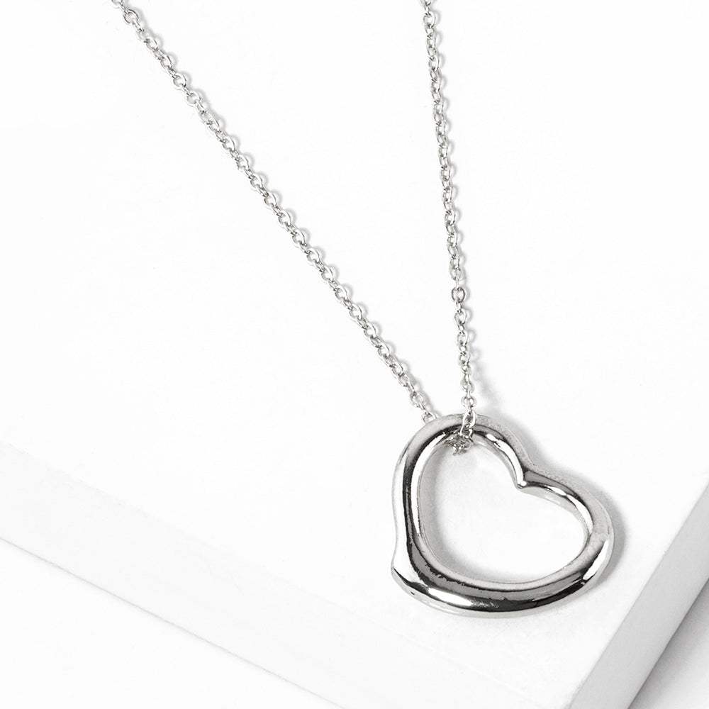 Metal Heart Cut out Pendant Necklace - Madeline Love - Flyclothing LLC