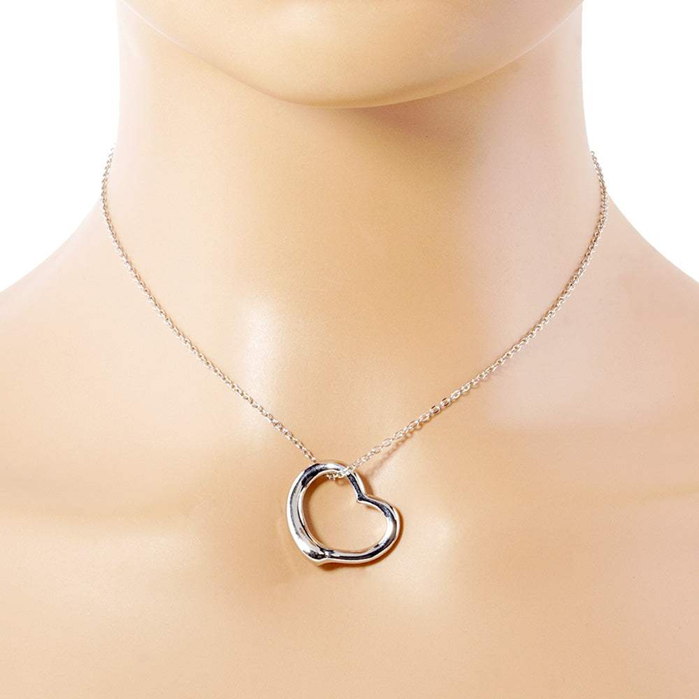 Metal Heart Cut out Pendant Necklace - Madeline Love - Flyclothing LLC