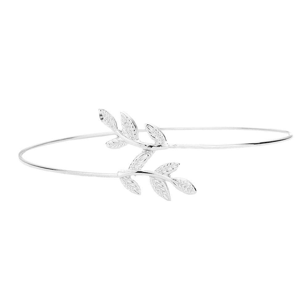Metal Leaf Accented Cuff Bracelet - Madeline Love - Flyclothing LLC
