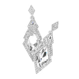 Oval Rhinestone Accented Dangle Evening Earrings - Madeline Love - Flyclothing LLC