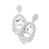Oval Stone Accented Dangle Evening Earrings - Madeline Love - Flyclothing LLC